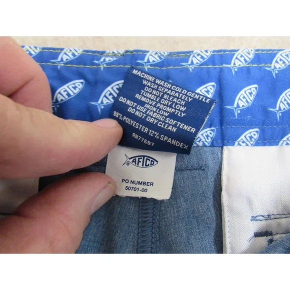 AFTCO AFTECH Mens Blue Heathered Fishing Shorts Size 38 Performance Stretch - Picture 5 of 8